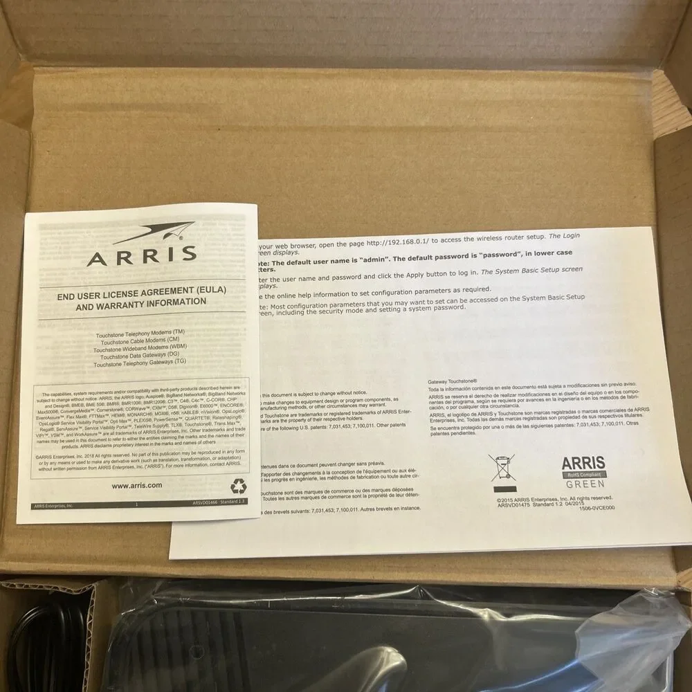 ARRIS DG2470 Dual Band Wireless DOCSIS 3.0 Cable Modem WIFI Router w/ Pwr Cord - Picture 8 of 8